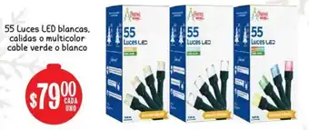 Soriana Mercado 55 Luces LED Blancas, Calidas o Multicolor Cable Verde o Blanco oferta