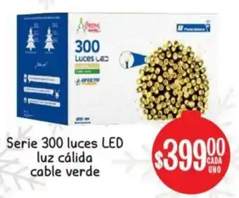 Soriana Mercado Serie 300 Luces Led Luz Cálida Cable Verde oferta