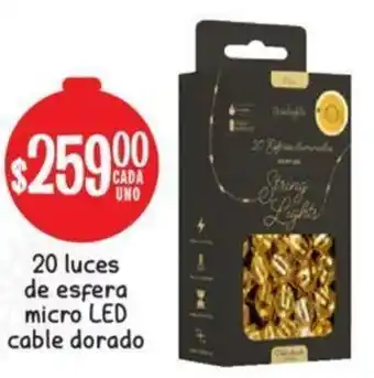 Soriana Mercado 20 Luces de Esfera Micro Led Cable Dorado oferta