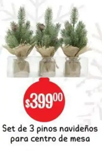 Soriana Mercado Set de 3 Pinos Navideños para Centro de Mesa oferta