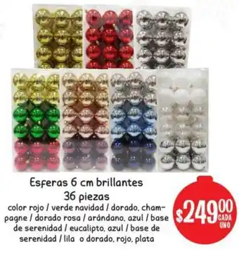Esferas 6cm Brillantes 36 Piezas