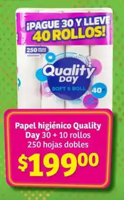Soriana Híper Papel higiénico Quality Day 30+ 10 rollos 250 hojas dobles oferta