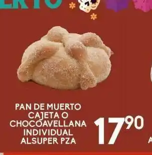 Alsuper Pan de muerto cajeta o chocoavellana individual alsuper pz oferta