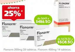 Flonorm 200mg 28 tabletas. Flonorm 400mg 14 tabletas.