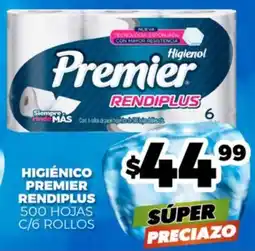 Merco HIGIÉNICO PREMIER RENDIPLUS 500 HOJAS C/6 ROLLOS oferta