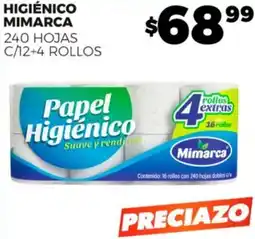 Merco HIGIÉNICO MIMARCA 240 HOJAS C/12+4 ROLLOS oferta