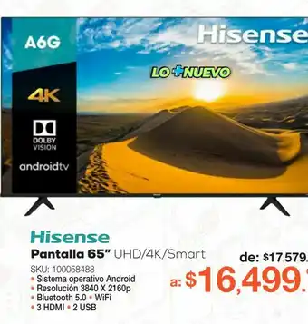 Pantalla 65" hisense