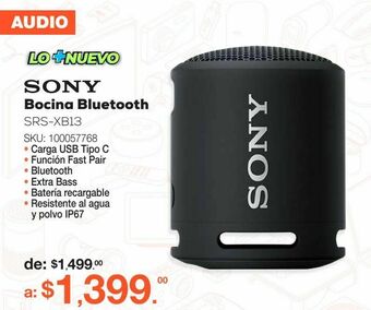 RadioShack Bocina bluetooth sony srs-xb13 / negro oferta