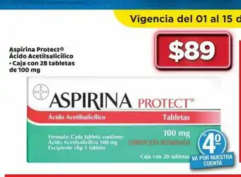 Aspirina protect® ácido acetilsalicílico • caja con 28 tabletas de 100 mg