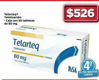 Telarteq® telmisartán • caja con 30 tabletas de 80 mg