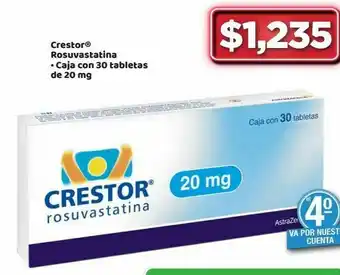 Bodega Aurrerá Crestor® rosuvastatina • caja con 30 tabletas de 20 mg oferta