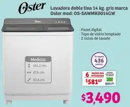 Soriana Híper Oster Lavadora doble tina 14 kg. gris marca Oster mod: OS-SAWMK0014GW oferta
