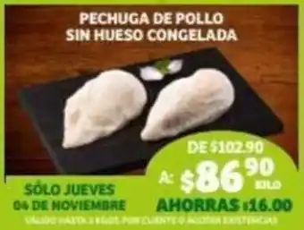 Soriana Súper Pechuga de Pollo Sin Hueso Congelada oferta