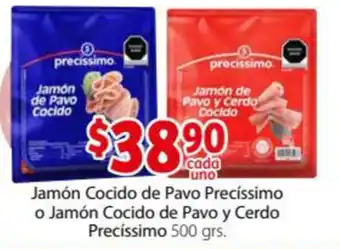 Jamón Cocido de Pavo Precíssimo o Jamón Cocido de Pavo y Cerdo Precíssimo 500grs