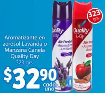 Soriana Express Aromatizante Aerosl Lavanda o Manzana Canela Quality Day 323grs oferta