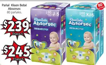 Soriana Express Pañal Kleen Bebé Absorsec Etapa 6 80 Pañales oferta
