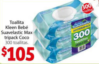 Toallita Kleen Bebé Suavelastic Max Tripack Coco 300 Toallitas