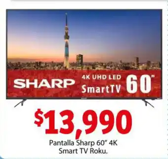 Soriana Express Patalla Sharp 60" 4K Smart TV Roku oferta