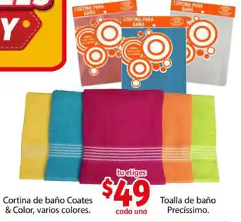 Cortina de Baño Coates & Color, Varios Colores/ Toalla de Baño Precímo