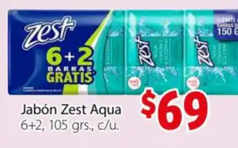 Soriana Express Jabón Zest Agua 6+2, 105grs oferta