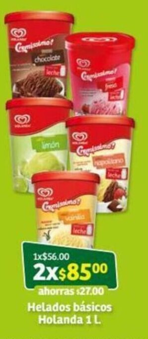 Soriana Súper Helados Básicos Holanda 1L oferta