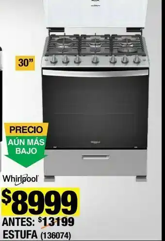 Estufa al piso whirlpool 30 pulgadas
