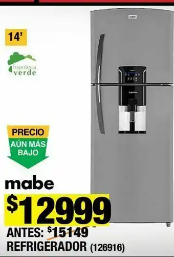 Refrigerador mabe top mount 14 pies grafito