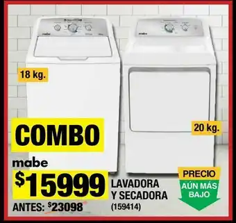 Combo lavadora y secadora mabe