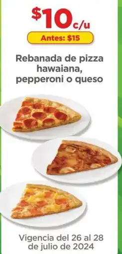 Bodega Aurrerá Rebanada de pizza hawaiana, pepperoni o queso oferta
