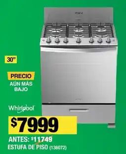 The Home Depot WHIRLPOOL ESTUFA DE PISO oferta