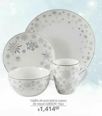 Vajilla de porcelana copos de nieve gibson 16pz