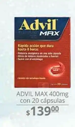 La Comer Advil max 400g con 20 cápsulas oferta
