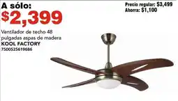 City Club Ventilador de techo 48 pulgadas aspas de madera KOOL FACTORY oferta