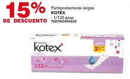 City Club Pantiprotectores largos KOTEX 1/132 pzas oferta