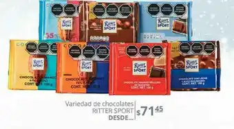 La Comer Variedad de chocolates ritter sport oferta
