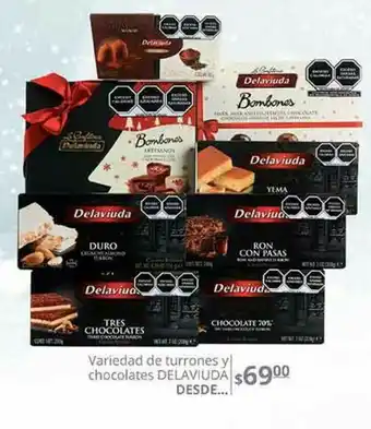 Variedad de turrones y chocolates de la viuda