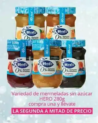 Variedad de mermeladas sin azucar hero 280g