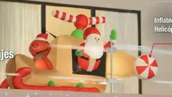 Inflable navideño animado iluminado 2.29 m helicóptero pan de jengibre