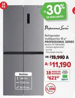 Soriana Híper Professional Series Refrigerador multipuertas 18 p³ oferta
