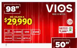 Soriana Híper VIOS Smart TV 98" oferta