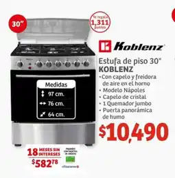Soriana Híper Koblenz Estufa de Piso 30" oferta
