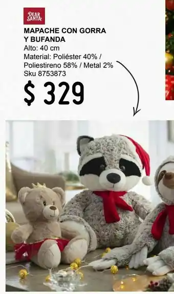 Mapache con gorro y bufanda