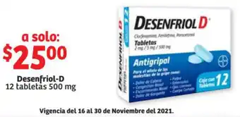 Soriana Mercado Desenfroil-D 12 Tabletas 500mg oferta