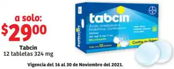 Soriana Mercado Tabcin 12 Tabletas 324mg oferta