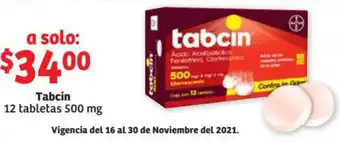 Soriana Mercado Tabcin 12 Tabletas 500mg oferta