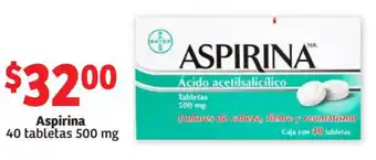Soriana Mercado Aspirina 40 Tabletas 500mg oferta