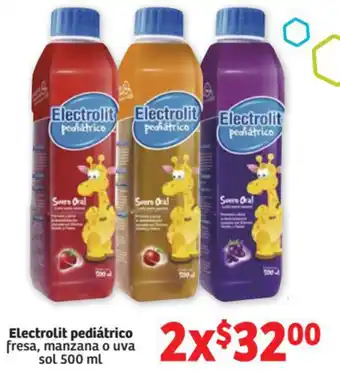 Soriana Mercado Electrolit Pediátrico Fresa, Manzana o Uva Sol 500ml oferta