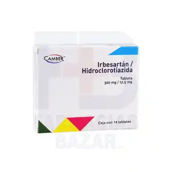 Farmacias Bazar HIDROCLOROTIAZIDA IRBESARTAN 300/12.5MG 14 TABLETAS CAMBER oferta