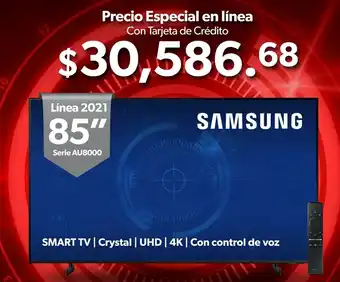 Sam's Club Samsung Smart TV 85" Crystal UHD 4K con Control de Voz oferta