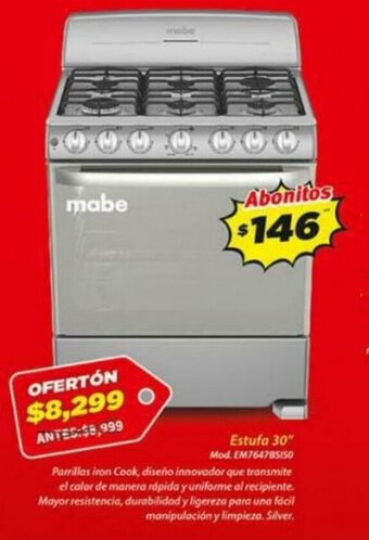 El Bodegón Mabe Estufa 30" oferta